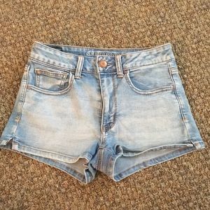 Light wash blue-jean shorts